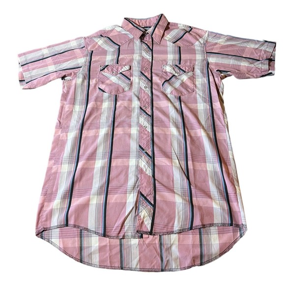 Wrangler Other - Wrangler Cowboy Cut X Long Tail Vintage Pink Western Snap Shirt Men’s Size 16.5